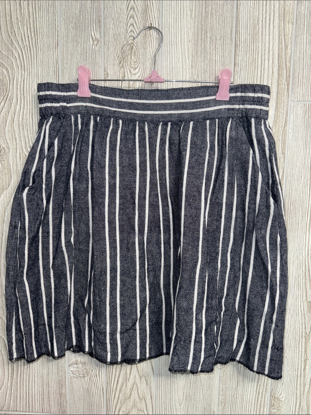 LOFT Black and White Vertical Stripe Skirt